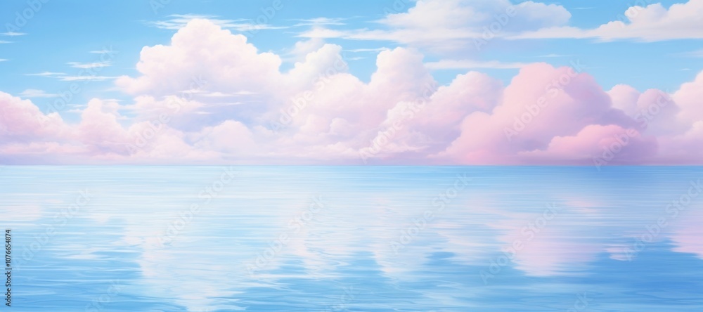 Obraz premium Serene ocean landscape clouds water sky.