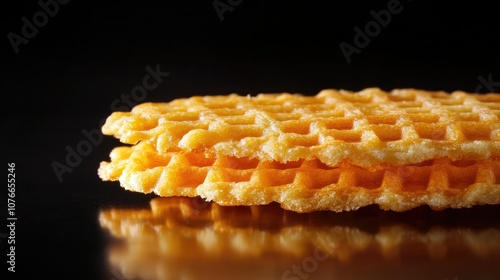 Crispy Waffle Stacks on Dark Background