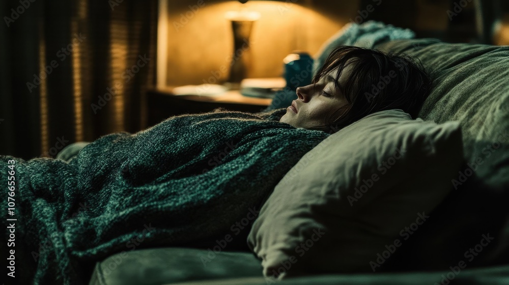Cozy Scene of Melancholic Rest on a Couch Cozy Scene of Melancholic Rest on a Couch