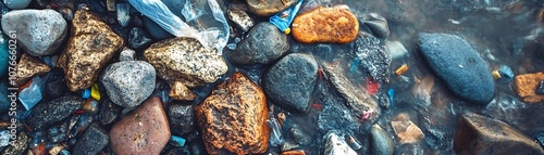 Beach Rocks Covered in Plas...