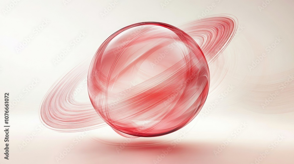Abstract Red Sphere with Swirling Lines Abstract Red Sphere with Swirling Lines
