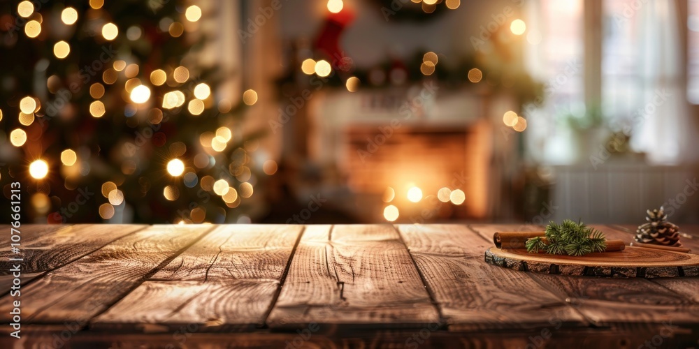 Empty wooden table top with a blurred background christmas furniture tabletop. Empty wooden table top with a blurred background christmas furniture tabletop.