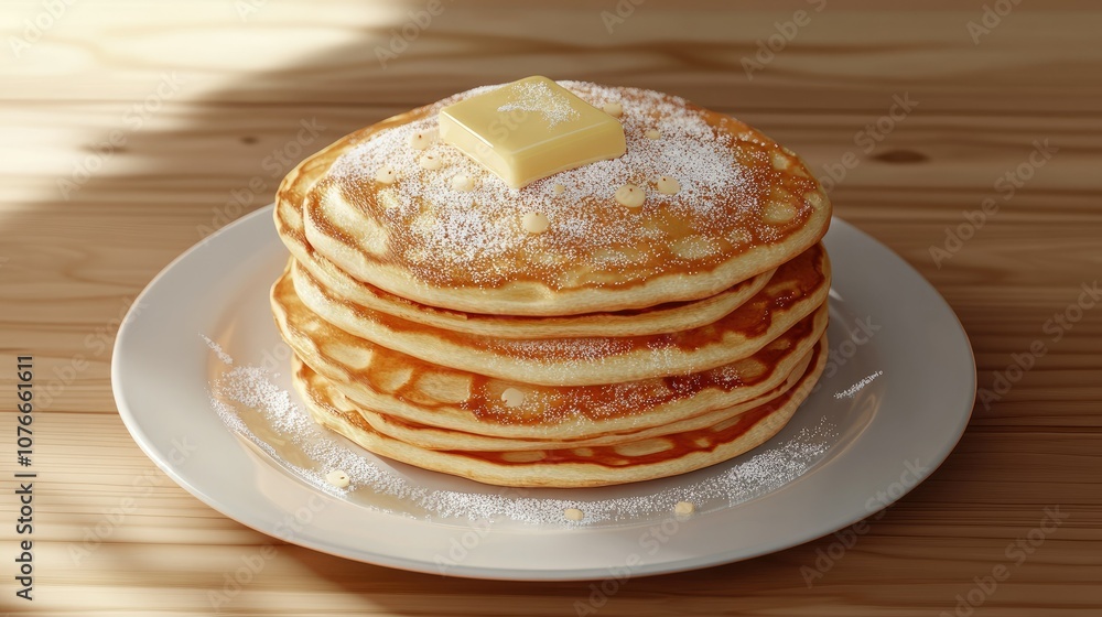Delicious Stack of Fluffy Pancakes with Butter Delicious Stack of Fluffy Pancakes with Butter