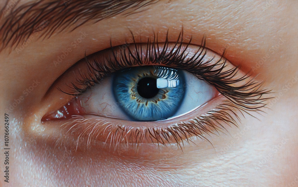 Obraz premium A close up of a woman's eye with a blue iris