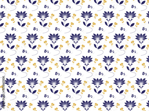 Classic Navy and Gold Floral Pattern for Elegant Designs