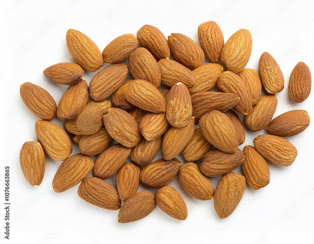 Fototapeta premium Isolated Almonds on White Background - Healthy Nut Snack
