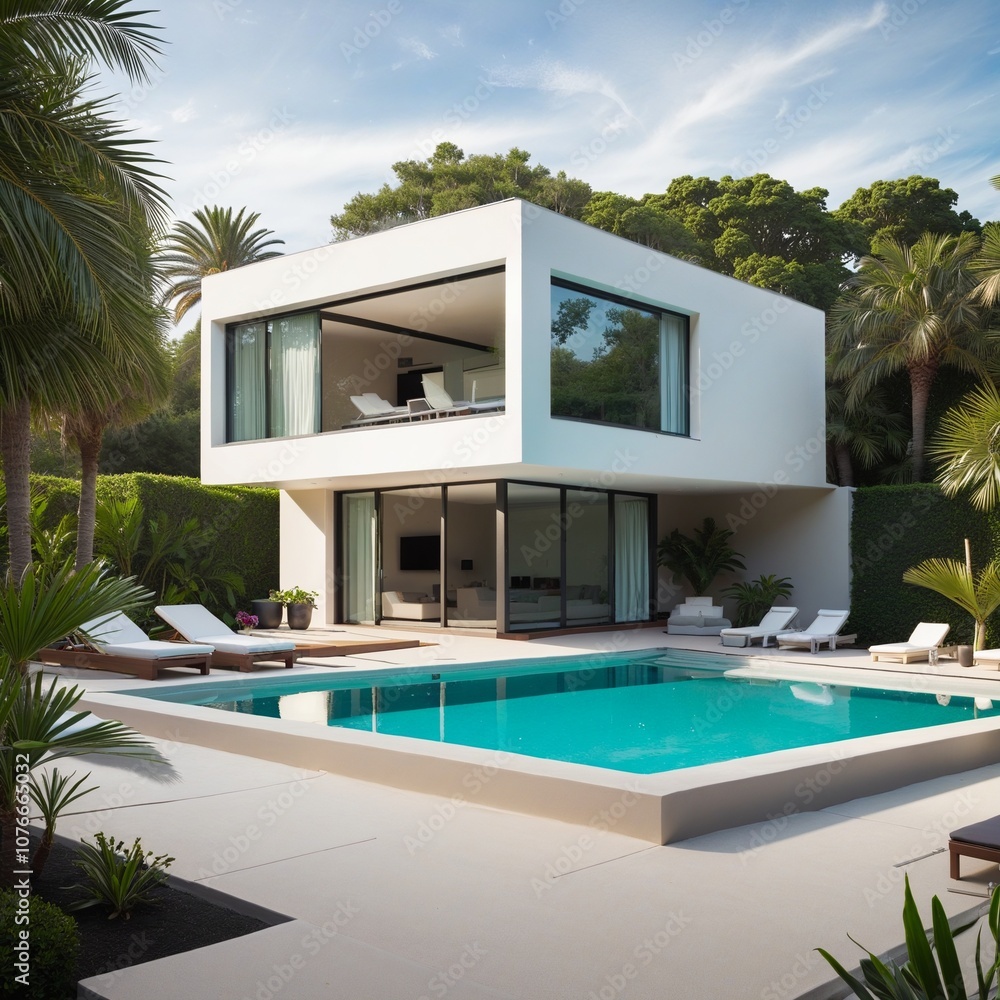Fototapeta premium Serenity Haven: A Luxurious Retreat by the Sea