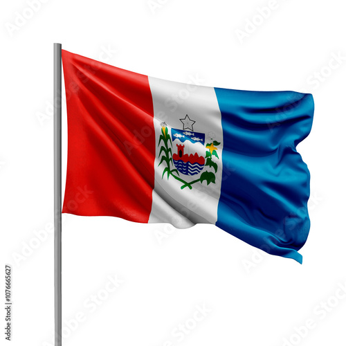 Flag of Alagoas State from Brazil Waving on Transparent Background