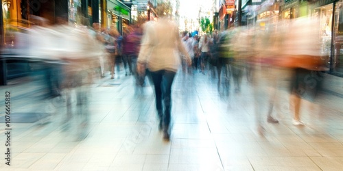 Wallpaper Mural A motion blur shot of a busy pedestrian street, with people in movement creating a ghostly effect Torontodigital.ca