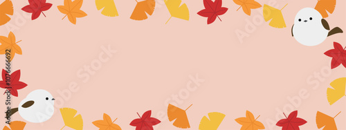 かわいいシマエナガと紅葉のバナー