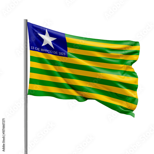 Flag of Piaui State from Brazil Waving on Transparent Background