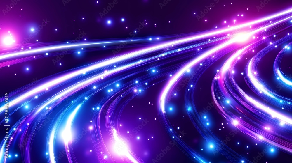 Naklejka premium Complex cyberpunk network design with glowing nodes and interconnected lines, giving a sense of data transmission and digital connectivity