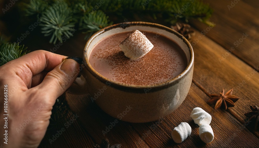 Hot chocolate latte on the table Hot chocolate latte on the table