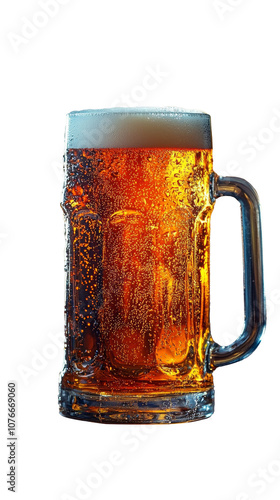 studio photograph, lighting studio set up style, shot of glass beer isolate on white background