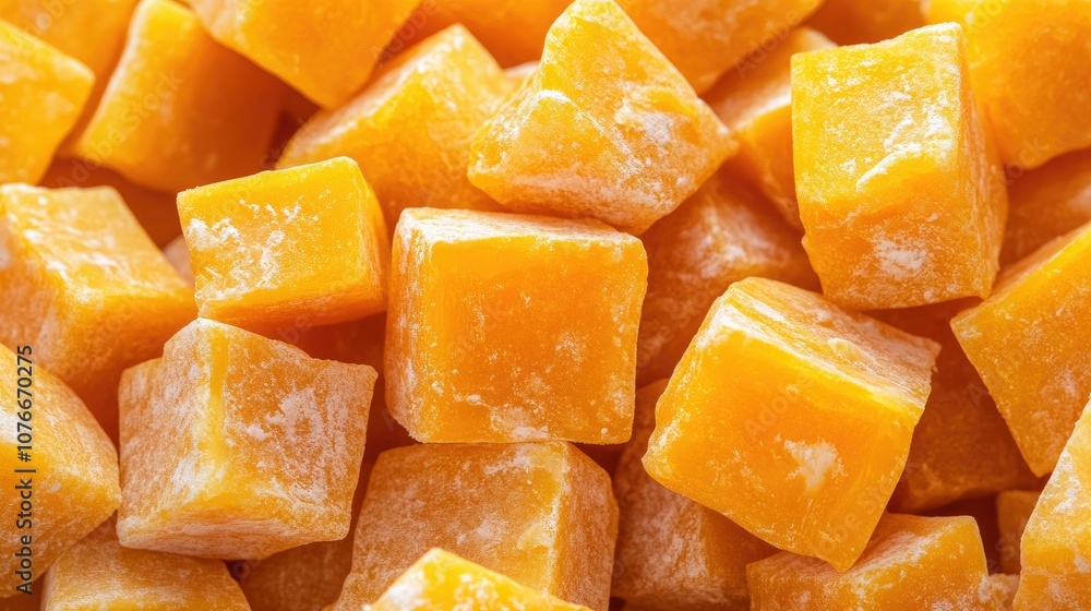 Close-up of Bright Orange Cheese Cubes Close-up of Bright Orange Cheese Cubes