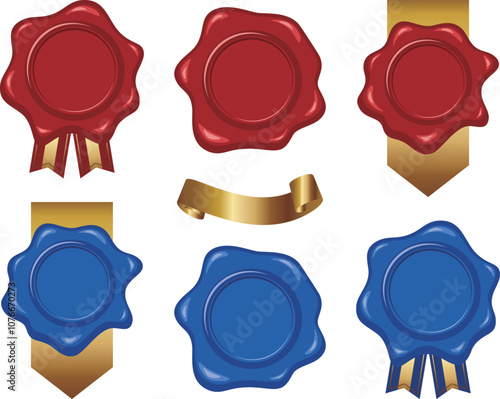 シーリングワックス6種セット　レッド＆ブルー