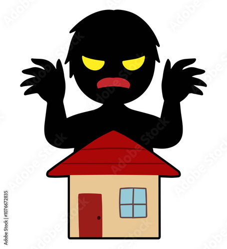 襲い掛かる悪人と住宅の強盗などのイメージの素材