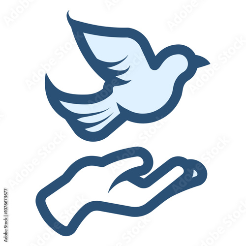 hand holding dove bird icon