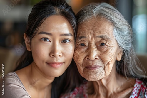 Empowering Asian Elderly Woman in Retirement: A Young Caretaker's Support and Expert Guidance