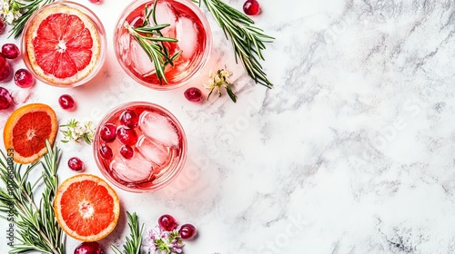 Wallpaper Mural Red white spritz cocktails with rosemary and grapefruit garnish in elegant wine glasses on a luxury marble table, showcasing a bitter alcohol drink, perfect for happy hour, restaurant menu promotions Torontodigital.ca