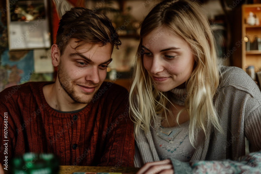 Fototapeta premium Generative AI Romantic Couple Enjoying Quality Time Together at Home