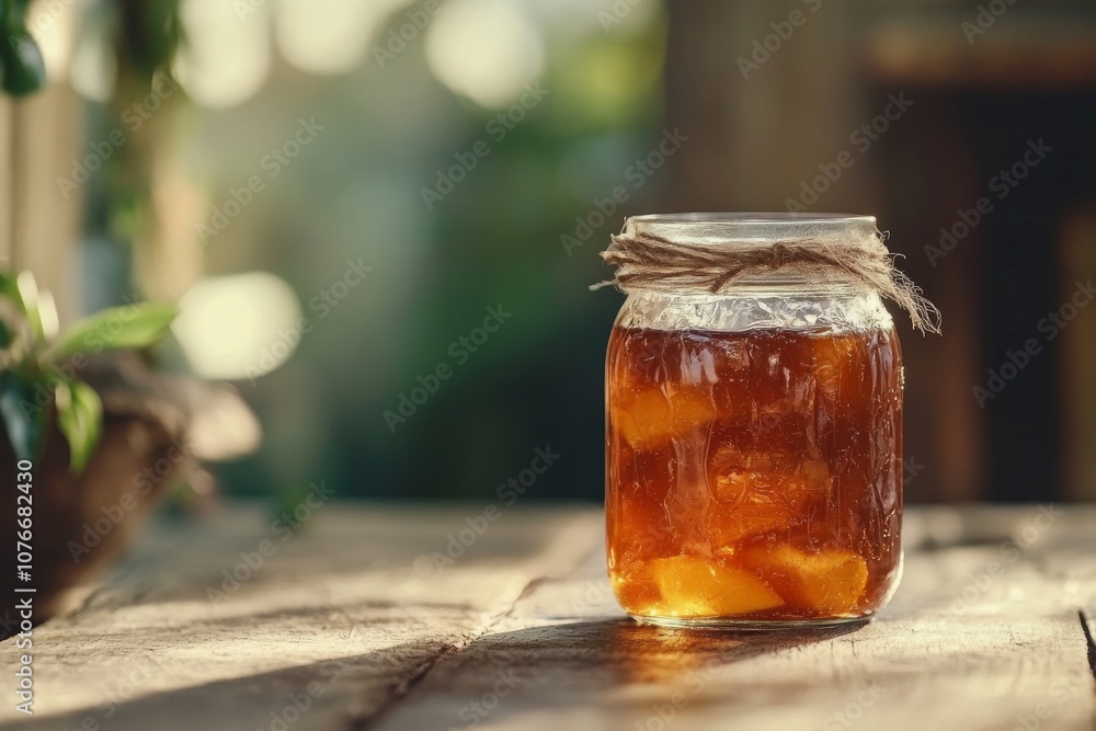 Sweet Peach Jam in a Clear Jar Sweet Peach Jam in a Clear Jar