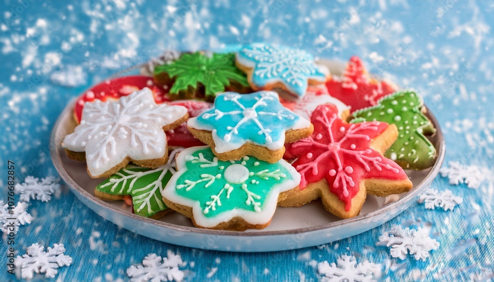 Naklejka premium Cookies with Christmas decorations added