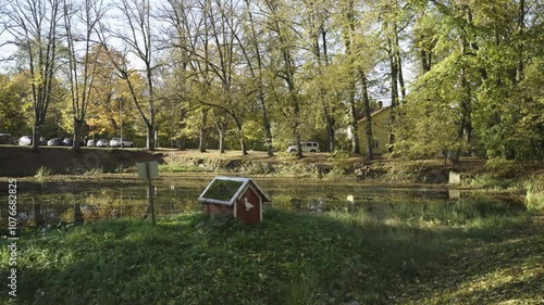 A walk through the autumn park in Sigulda. High quality 4k footage