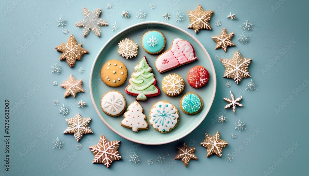 Cookies with Christmas decorations added Cookies with Christmas decorations added