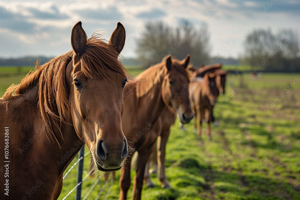 Obraz premium beautiful big brown horses