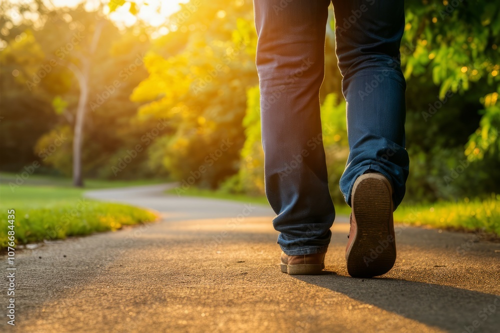 Sunset Stroll: A lone figure walks a tranquil path at sunset, their journey symbolizing personal growth and exploration. The warm golden light casts a peaceful ambiance. Sunset Stroll: A lone figure walks a tranquil path at sunset, their journey symbolizing personal growth and exploration. The warm golden light casts a peaceful ambiance.