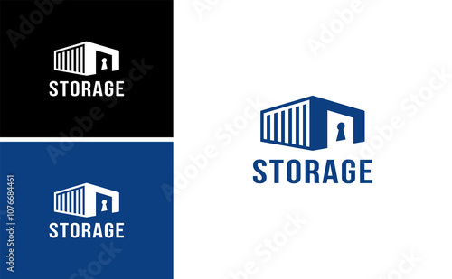 Self storage logo design rent warehouse logistic factory vector