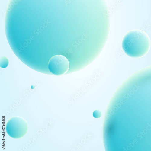 Morphing colorful blobs. Vector 3d illustration. Abstract 3d background. Gradient background with turquoise metaball shapes.Liquid colors. Banner or sign design
