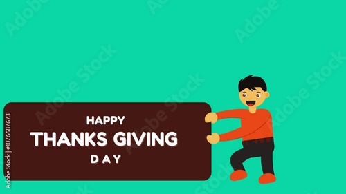 Animated footage of someone pulling up a board that says Thanks Giving Day. 4k videos