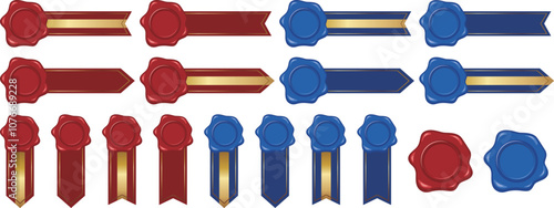 シーリングワックス付きリボンセット　レッド＆ブルー