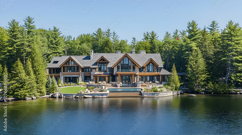 Minnesota lakefront lodge with pristine forest surroundings and private dock, contemporary north woods estate on Lake Superior Minnesota lakefront lodge with pristine forest surroundings and private dock, contemporary north woods estate on Lake Superior