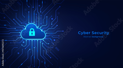 Concept of cloud storage security technology. Data and network protection abstract background futuristic Hi-tech style. vector illustration