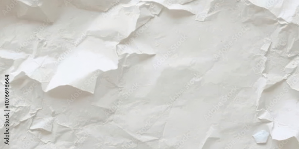 Obraz premium Crumpled white paper with visible creases and wrinkles, blank, discarded