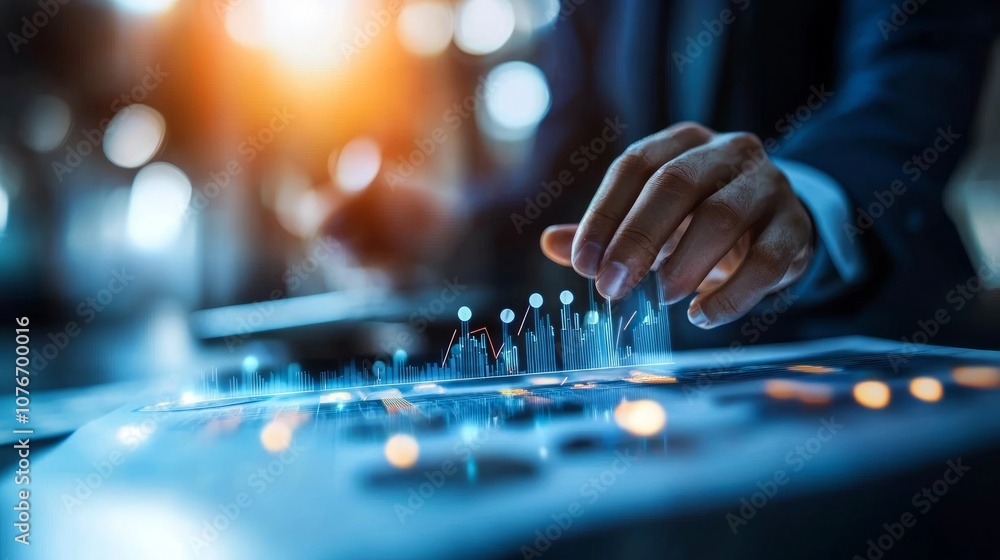 A professional adjusting controls on a high-tech device with glowing buttons and interactive displays.