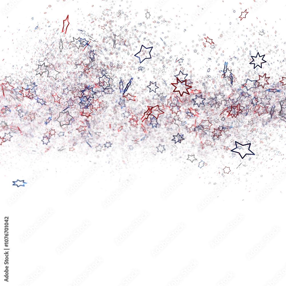 Naklejka premium Confetti - A blue glitter confetti border with red and blue Confetti on white