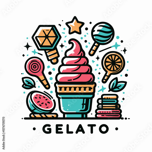 gelato ice cream logo illustration