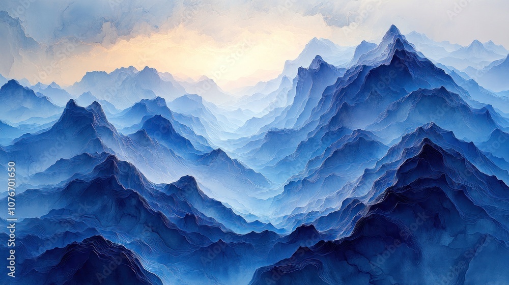 Fototapeta premium Blue Mountains under a Hazy Sky