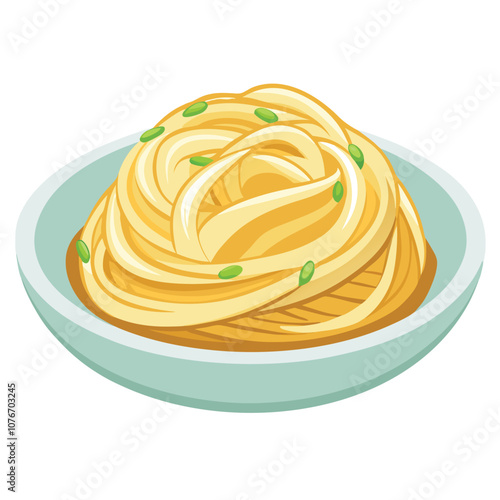 Delicious Fettuccine Alfredo Pasta – Isolated on White Background.