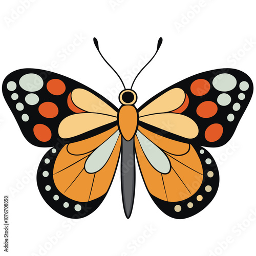 Painted Lady butterfly vector illustrations on a white background.