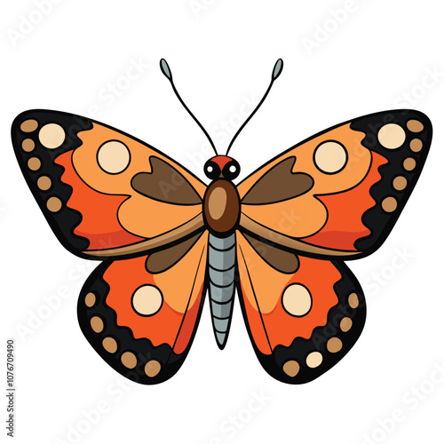 Painted Lady butterfly vector illustrations on a white background.