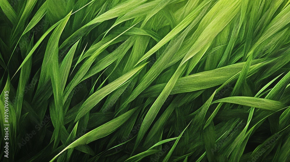 Lush green grass swaying gently in the breeze during a sunny day in a tranquil outdoor landscape Lush green grass swaying gently in the breeze during a sunny day in a tranquil outdoor landscape