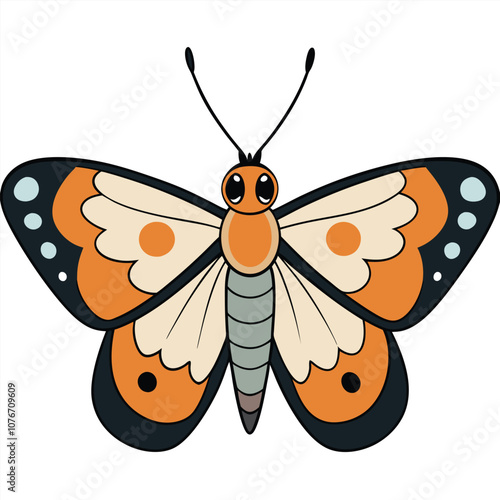 Painted Lady butterfly vector illustrations on a white background.