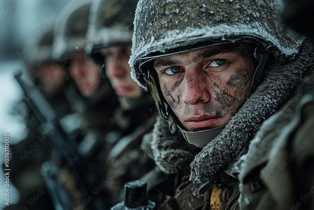 Fototapeta premium Soldiers in winter gear ready for a snowy operation