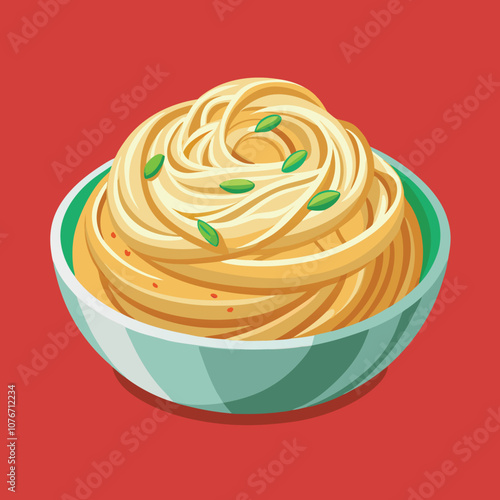 Delicious Fettuccine Alfredo Pasta – Isolated on Solid Background.