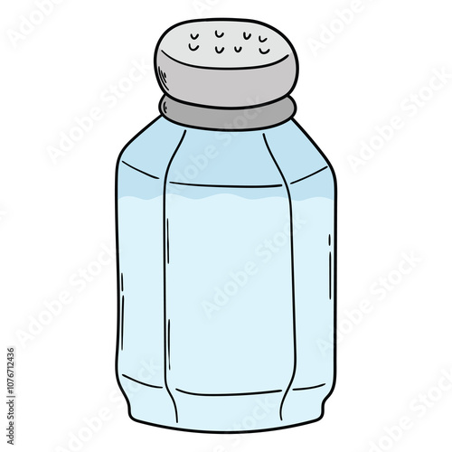 Hand drawn cartoon salt shaker on white background.